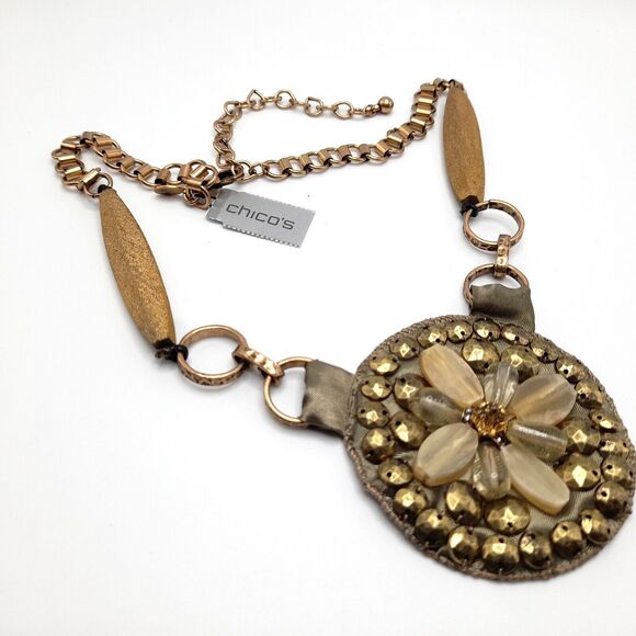 Chico's Large Pendant Necklace, Book Chain, NWT, 24" - Picture 7 of 11